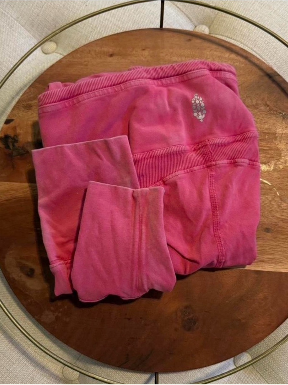 Free People Rose Pink Track Pants with Embellished Logo